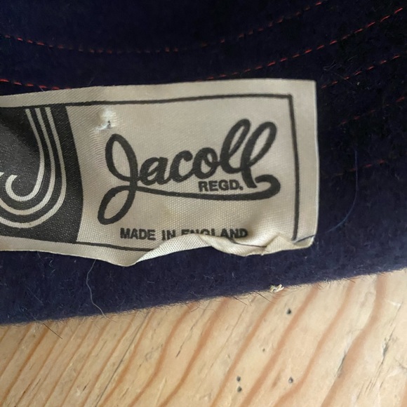 Designer vintage Jacoll fedora hat Navy felt with white ribbon and red stitching - Picture 6 of 6